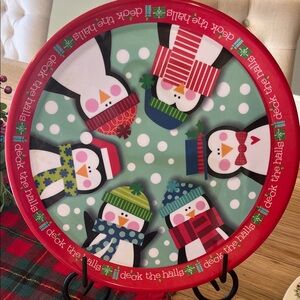 Christmas Festive Penguin Holiday Plate
